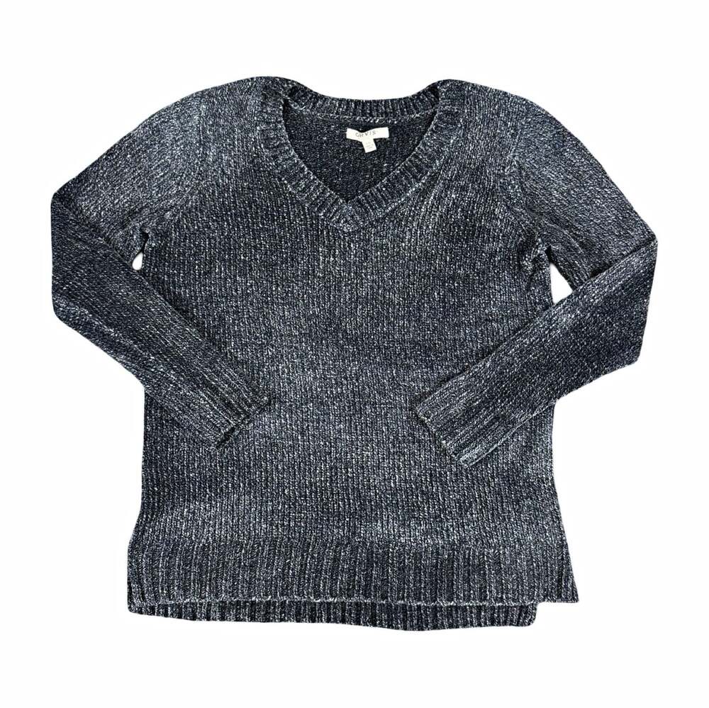 Orvis Women’s Gray Polyester Knit V-Neck Long Sleeve Pullover Sweater L